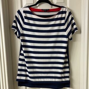 Jones New York Relaxed Blue and White Striped Tee